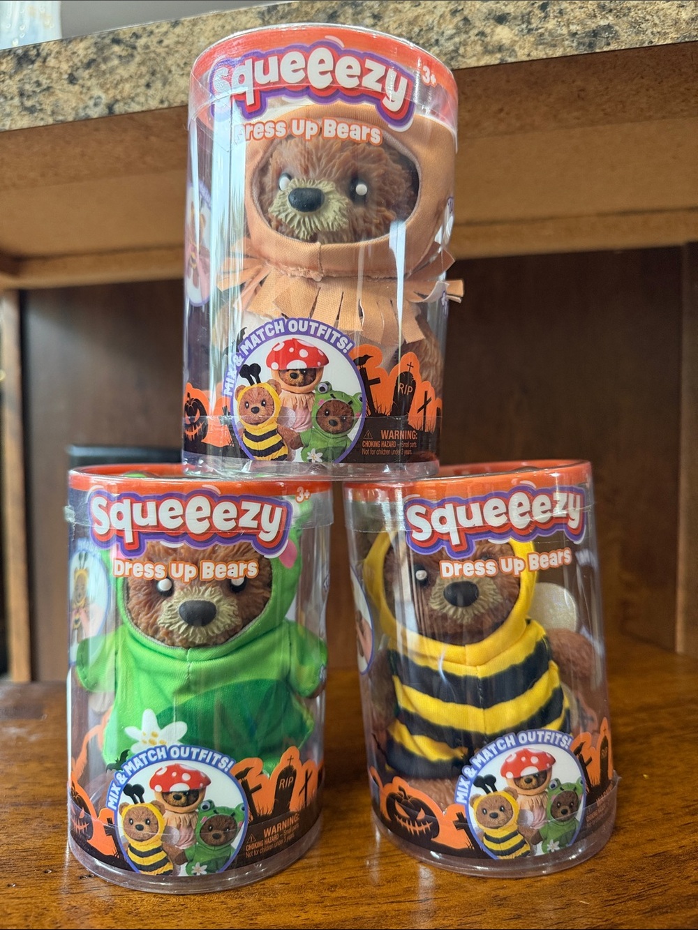 Squeezy Bears - Dress up costumes- Complete set of 3. Brand new hard to find